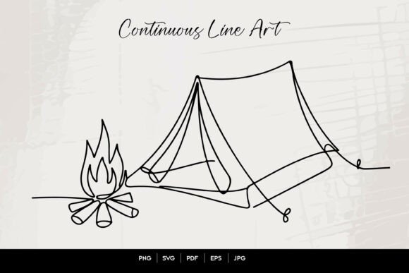 Download Camping Tent and Campfire Continuous Line - Tent Collection