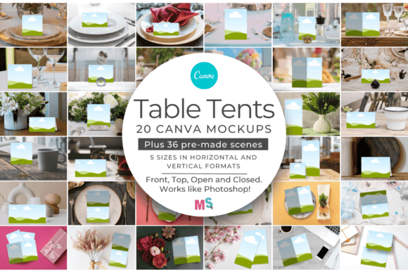 Download Table Tent Mockup Set for Canva - Tent Collection