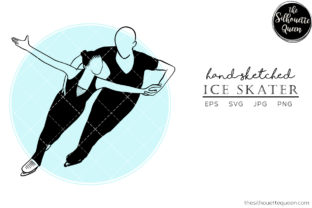 Download Hand Drawn Couple Ice Skater Vector Sketch - Premium Resources