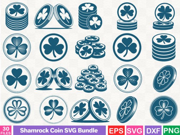 Download Shamrock Coin SVG Bundle - Shamrock coin Collection