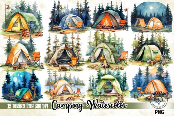 Download The Tent Camping Watercolor Clipart PNG - Tent Collection
