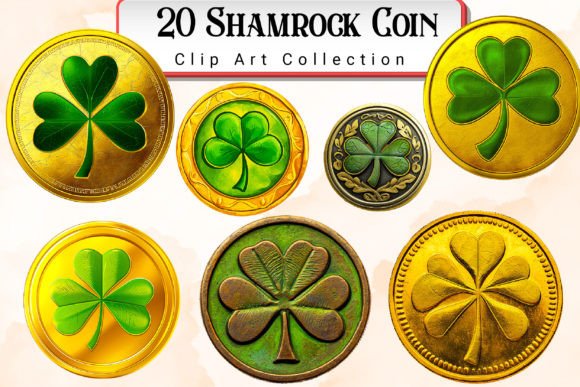 Download Shamrock Coin Clipart Bundle - Shamrock coin Collection