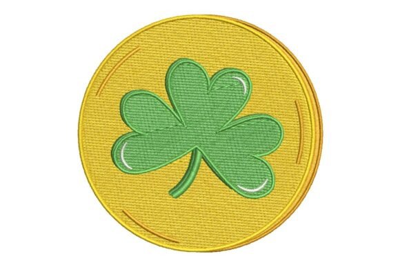 Download Golden Shamrock Coin Embroidery Design - Shamrock coin Collection
