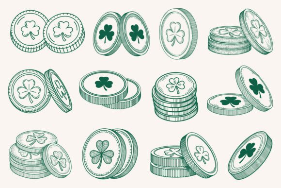 Download St Patricks Day Shamrock Coin SVG Bundle - Shamrock coin Collection