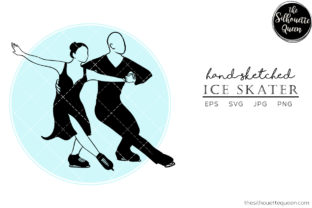 Download Hand Drawn Couple Ice Skater Vector Sketch - Premium Resources