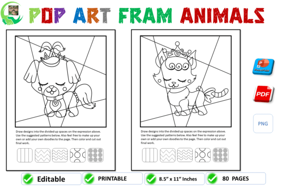 Download Pop Art Fram Animals Coloring Pages - Premium Resources