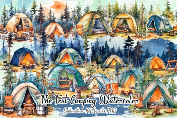 Download The Tent Camping Watercolor Clipart PNG - Tent Collection