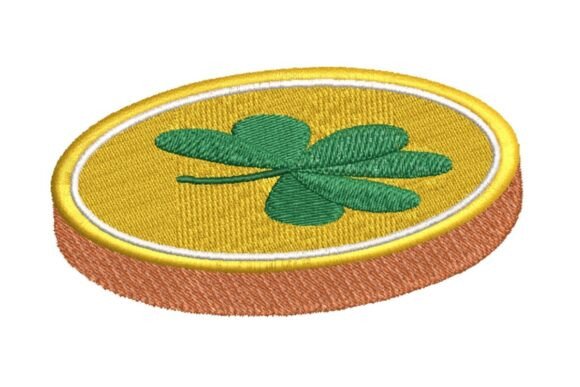 Download Lucky Green Shamrock Coin Embroidery Design - Shamrock coin Collection
